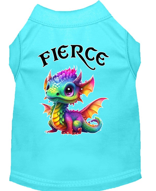 Fierce Dragon Screen Print Dog Shirt Aqua XS (8)